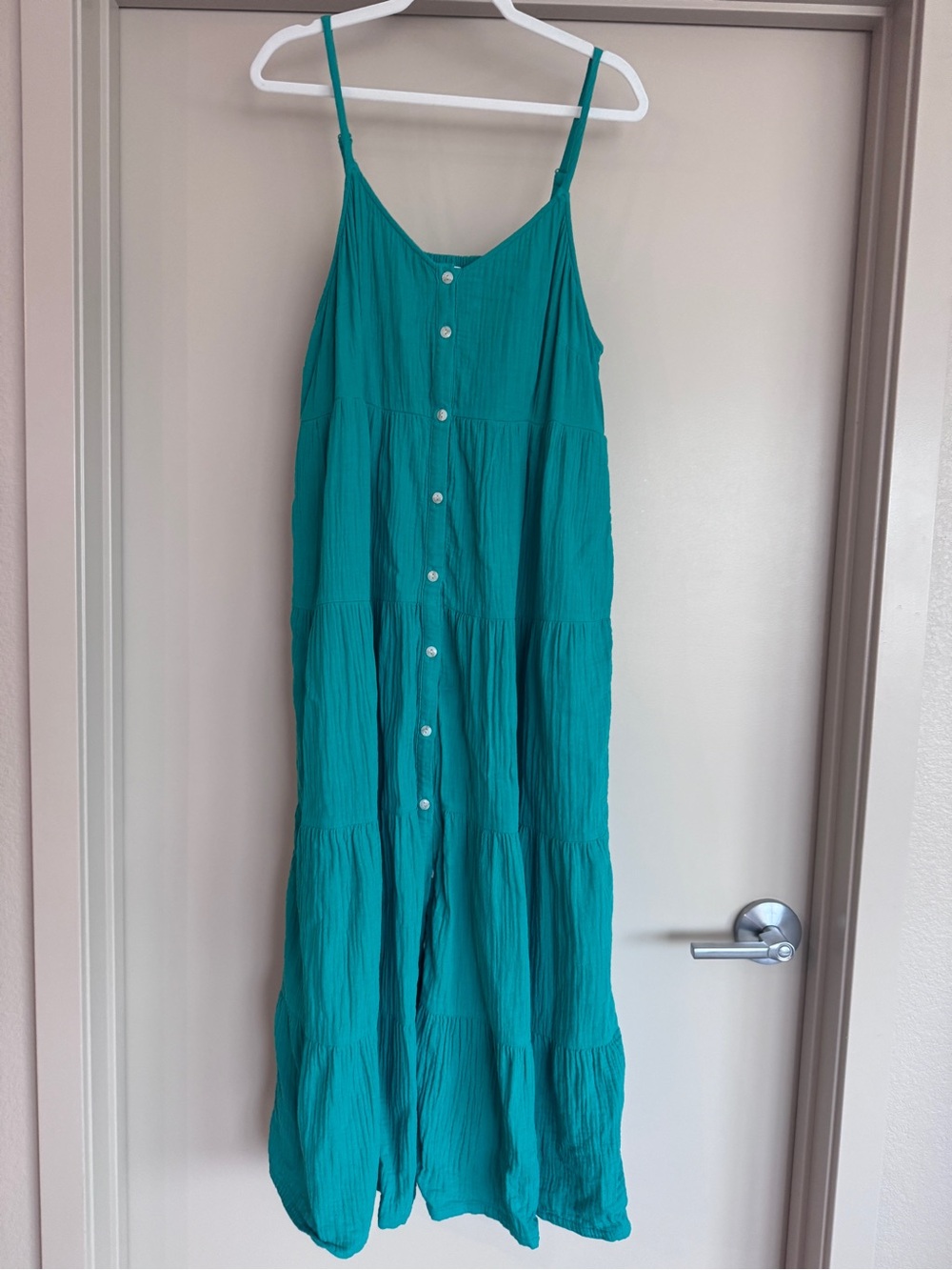 Universal Thread Teal Tiered Button-Front Maxi Dress